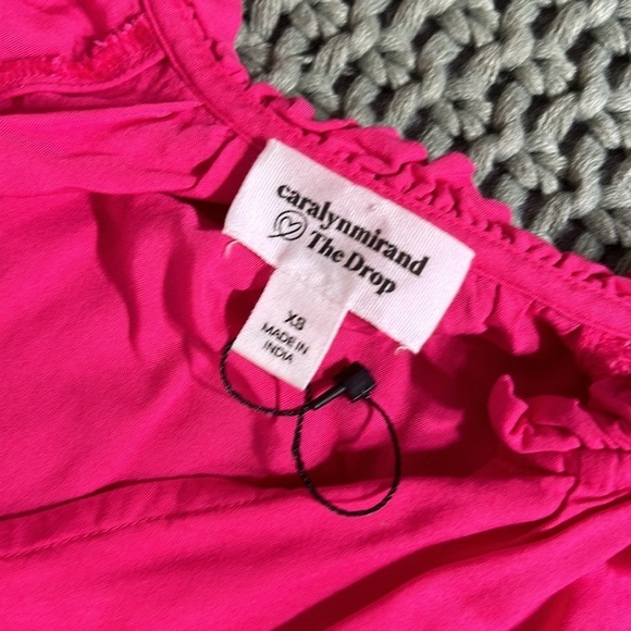 Caralynmirand Pink Shift Mini Dress XS Loose Fit Long Sleeve V-Neck A-Line - Picture 8 of 9